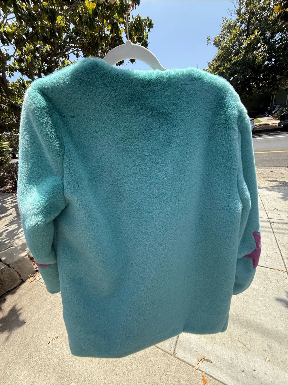 Kayley Plush Aqua Faux-Fur Coat - Picture 3 of 6
